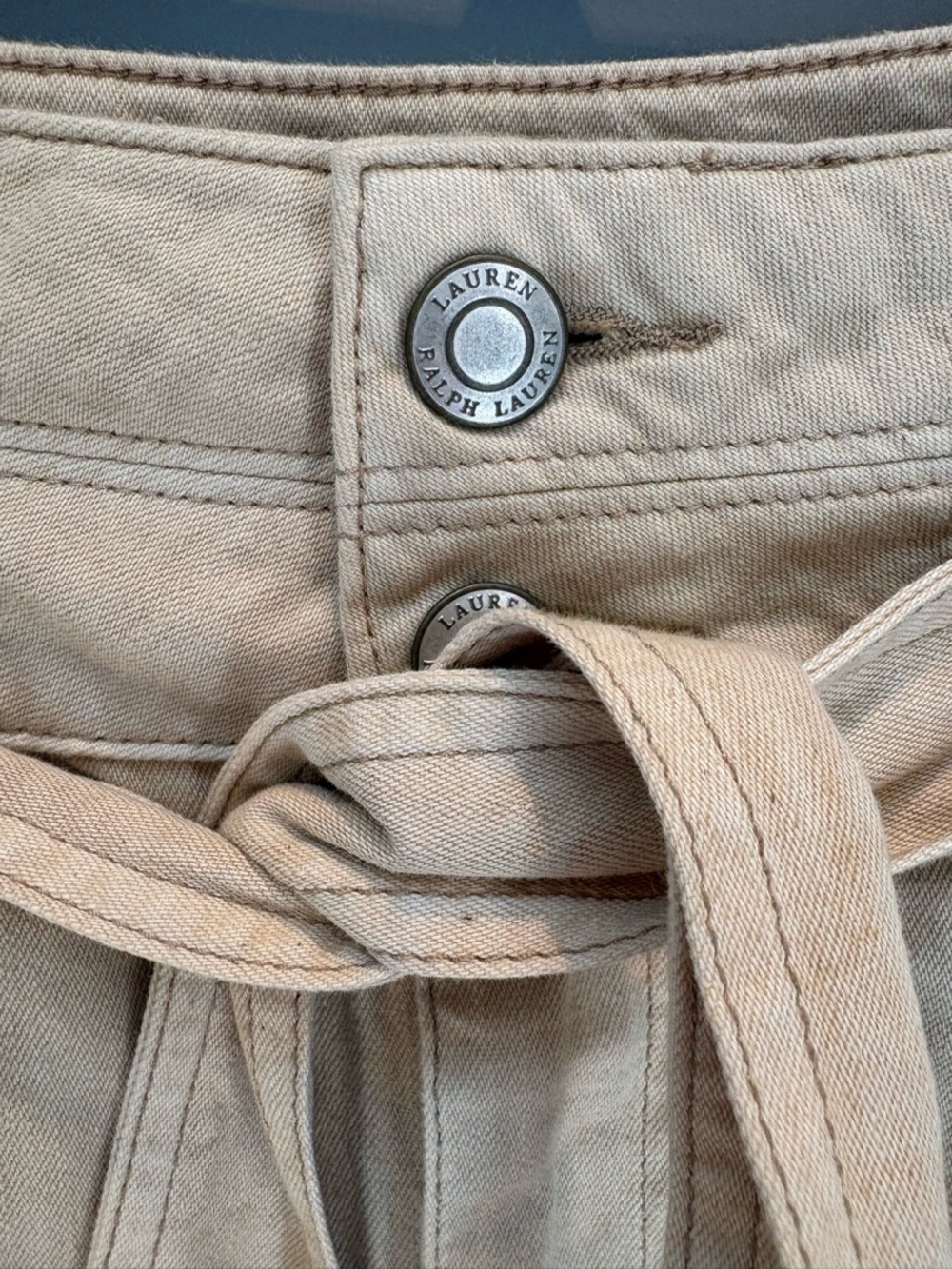 Lauren Ralph Lauren Beige Belted Cotton Skirt Size 2 NWT - Picture 3 of 9